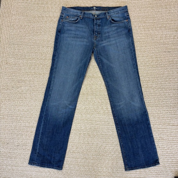 NWT 7 For All Mankind “Standard” Men’s Jeans Size 38x33 Straight Leg Button-Fly - Picture 1 of 11